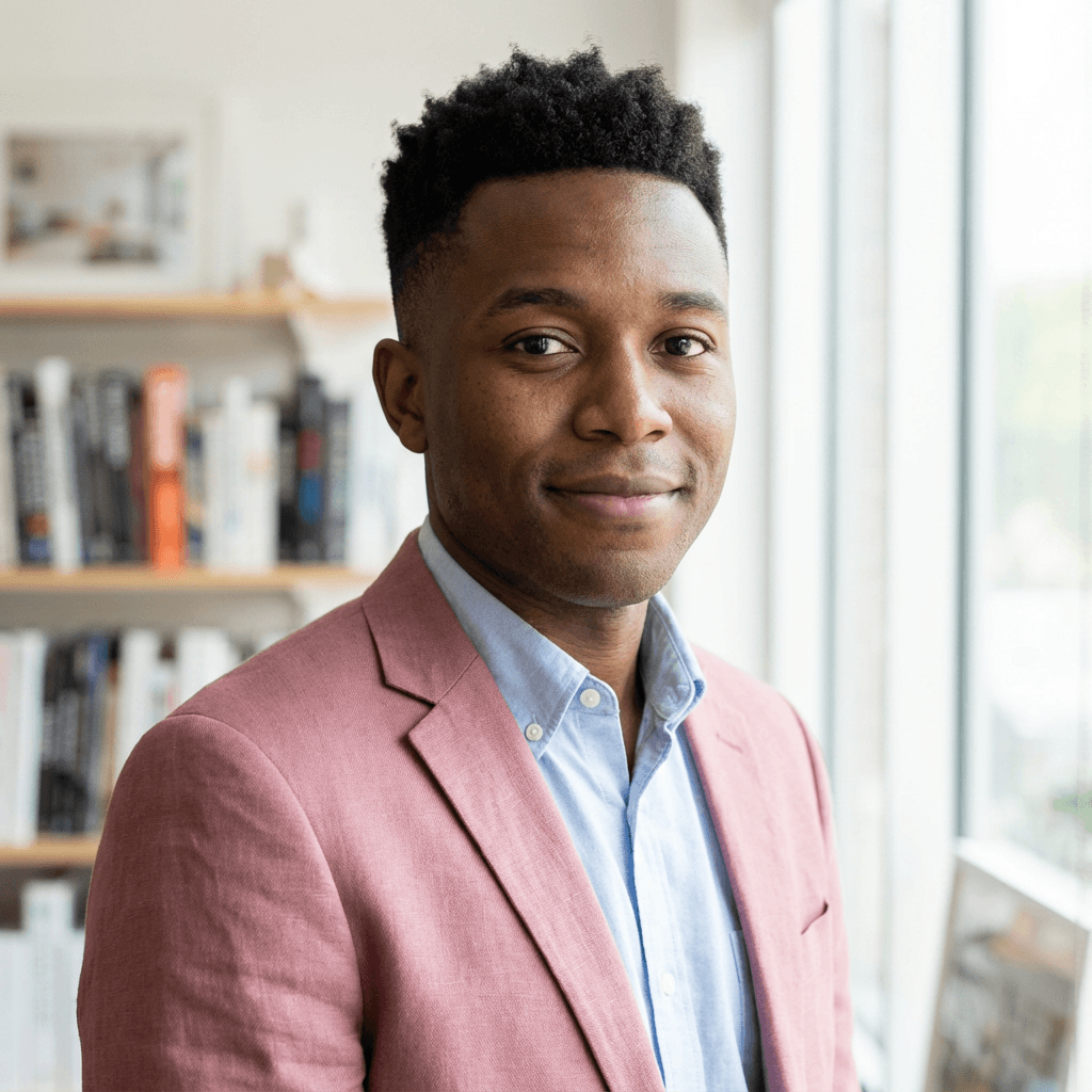 David Osei, a male retail manager in his late 30s